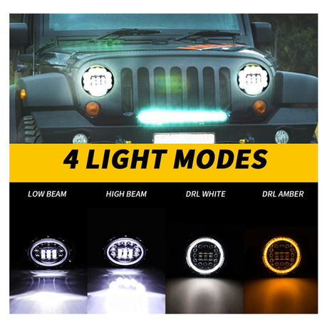 2 Jeep Wrangler Headlights LED 7