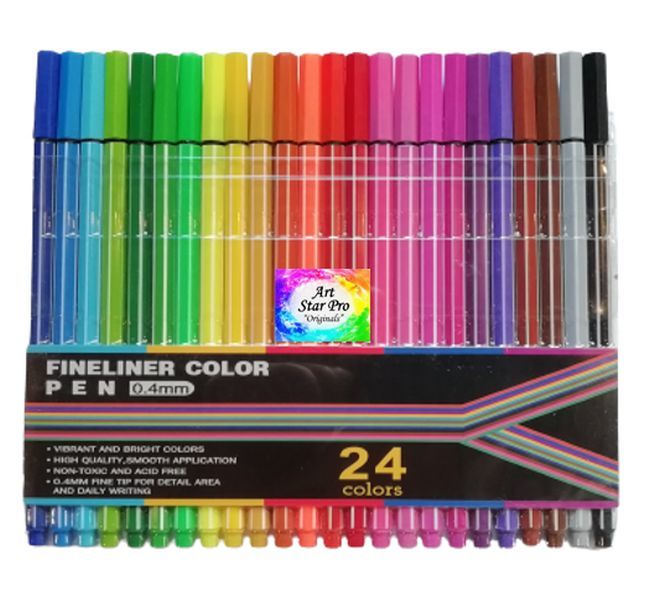 Art Star Pro 24 Set Fineliner Pen Colouring Marker Highlighter Pen Set Arts