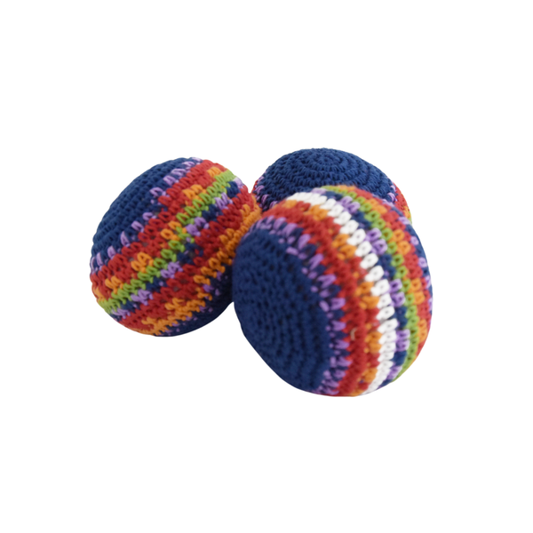 Footbags Hacky Saki Balls - Red Blue Stripes Set of 3