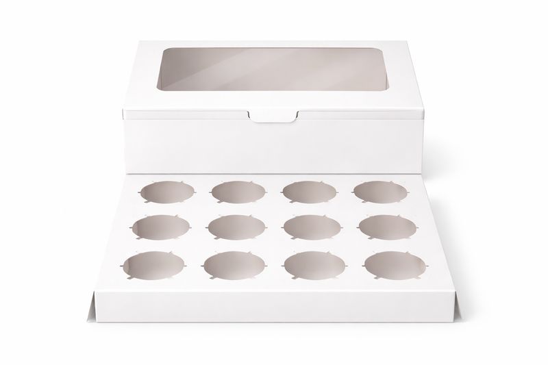 6 Pack Sturdy Cupcake Boxes with Clear Windows - holds 12 Cupcakes per Box