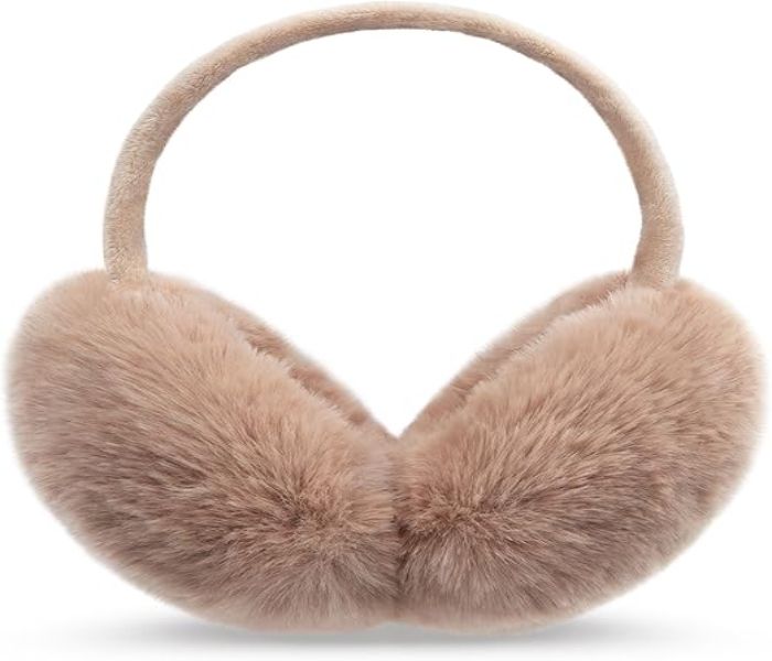 Women's Furry Earmuffs Brown for Travel and Cold Weather