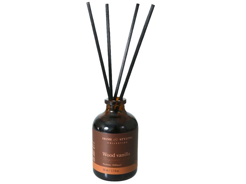 Reed Diffuser in Glass Bottle with 6 Rattan Sticks Wood Vanilla