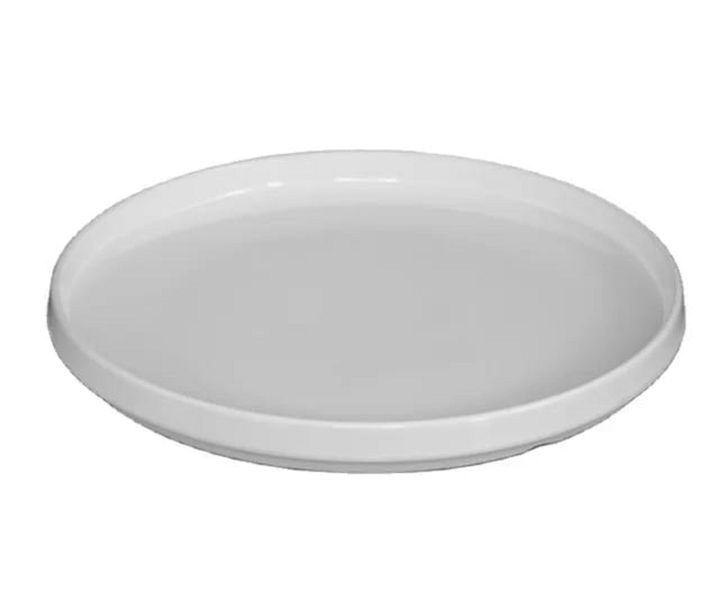 Sustainable Straight Edge Round Flat Ceramic Melamine Plate Serving Tray