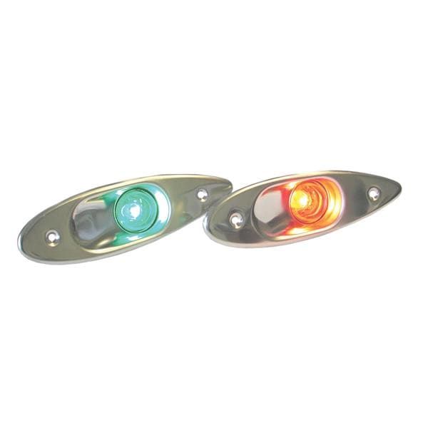 Red and Green Flush Mount Port/Starboard Navigation Light Set for Boats