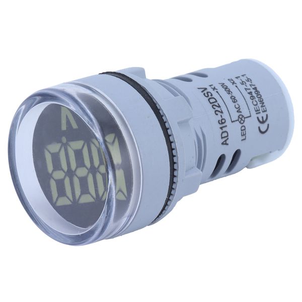 Round Digital Voltage Meter AC60-500V for AD16-22FSV White