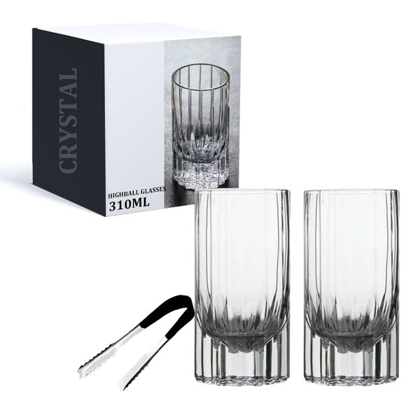 310ml - Set of 3 Modern Style Highball Crystal Glasses