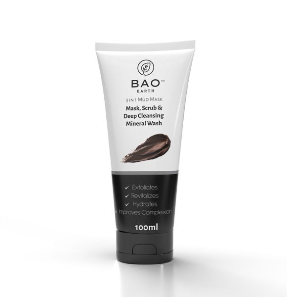 Activated Charcoal 3 in 1 Bentonite Clay Face Mask, Scrub and Deep Cleanser