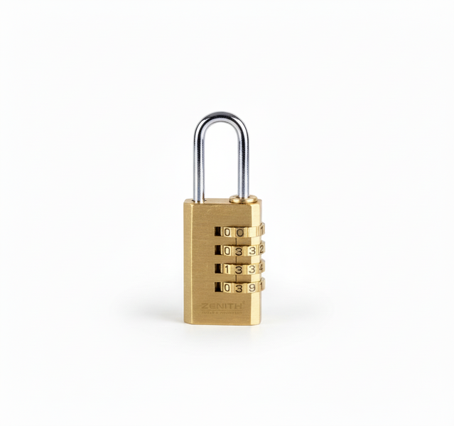 Zenith Brass Padlock with Resettable 4 Wheel Combination 21x35mm