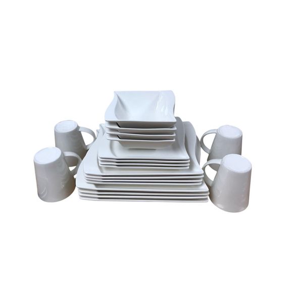 20-Piece Modern Wavy Ceramic Tableware Set - Plates &amp; Cups