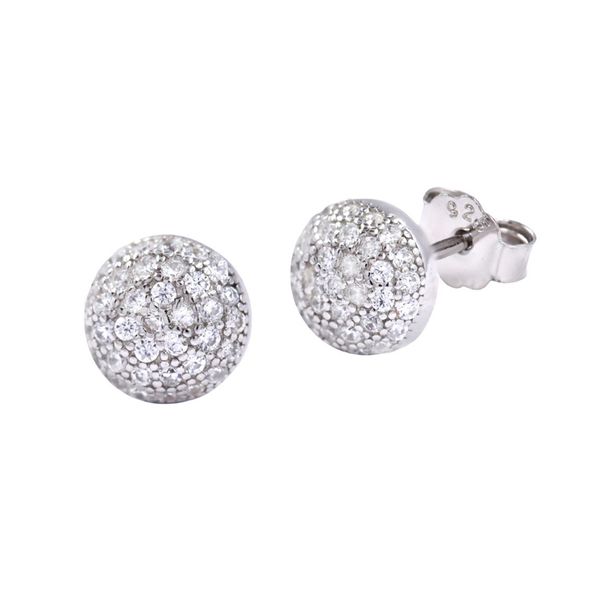 Silverbird 925 Sterling Silver Round Pave Cubic Zirconia Stud Earrings