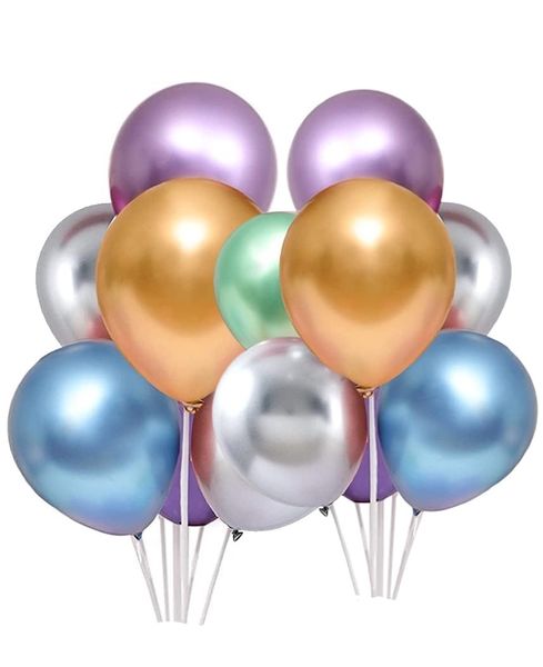 Vibrant Party Decor: 2 Packs of 6 Metallic Full Color Mixed Balloons
