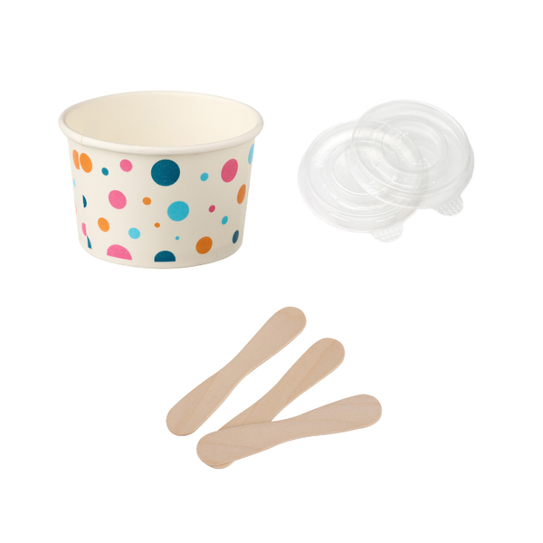 90 ml Dessert Cups For Events /Kitchens - 25 Paddles -25 Lids - 25 -Cups