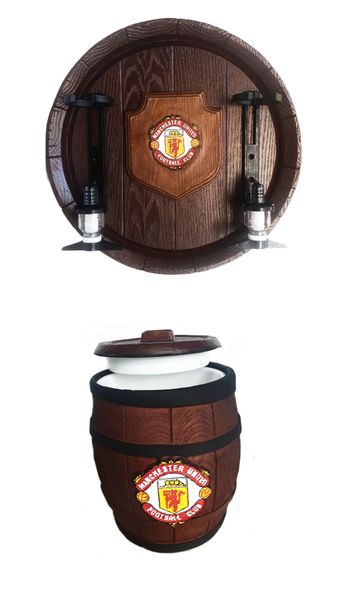 Man United 2 in 1 Round Barrel Combo (2 Optic Liquid Dispenser + Ice Bucket
