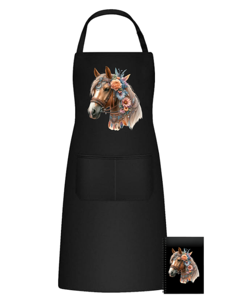 Fun Kitchen Braai Apron - Floral Boho Horse 58