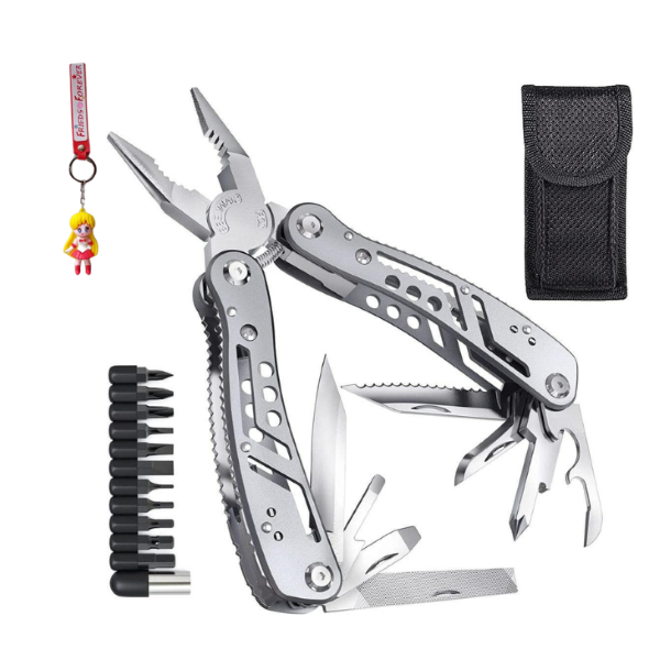 24 in 1 Plier Tool with 11 Screwdriver bits and Safety Hook