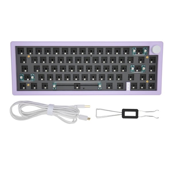 DIY 67 Key Keyboard RGB Knob, Wireless, Purple