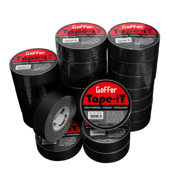 Tape-iT Carton with 24 Rolls of Black Gaffer Tape 48mm x 50m | Ti4850BG24
