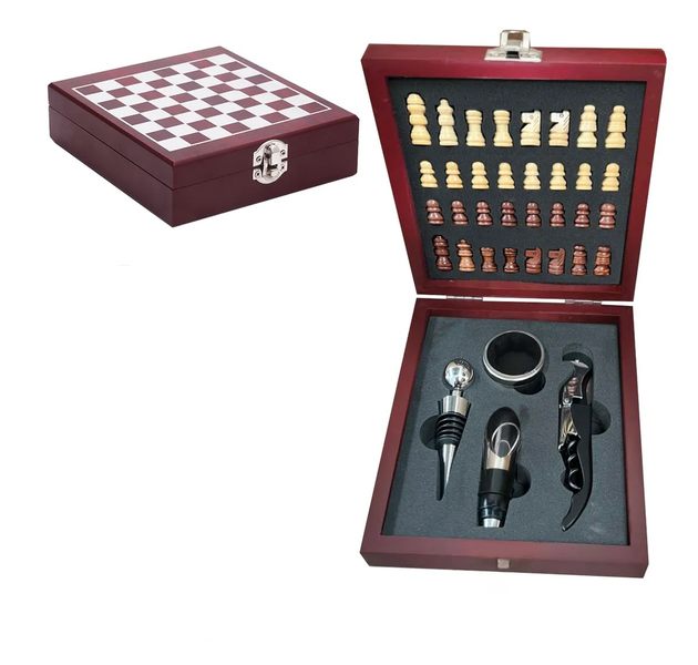 QKTNIUBI 4-Piece Wine Opener Kit &amp; Chess Set, Perfect for Wine Enthusiasts