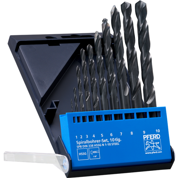 PFERD HSS Spiral Drill Set – STEEL: 10 Pcs (1.0mm to 10,0mm)