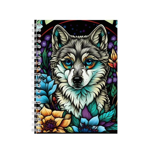 Wolf Stained Glass Notebook Animal Gift Idea Notepad Pad 88