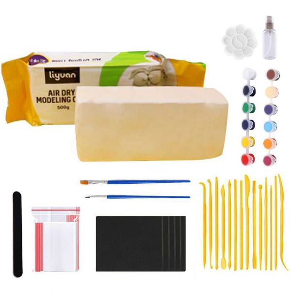 35 Pieces DIY Air-Dry Modelling Clay Art Kit - 12 Paints