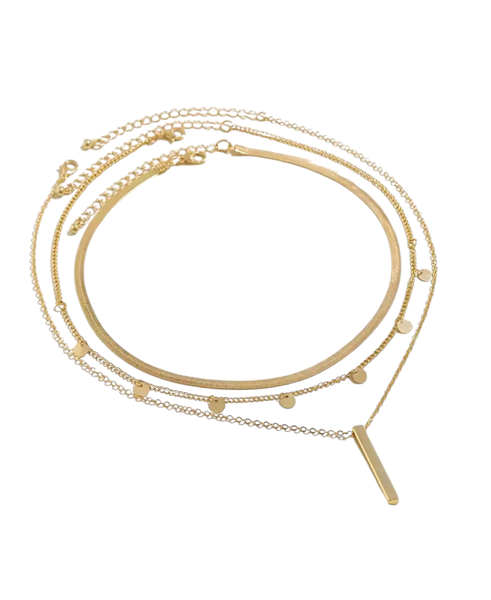 Elegant 3-Piece Vintage-Inspired Multi-Layered Necklace Set for Women
