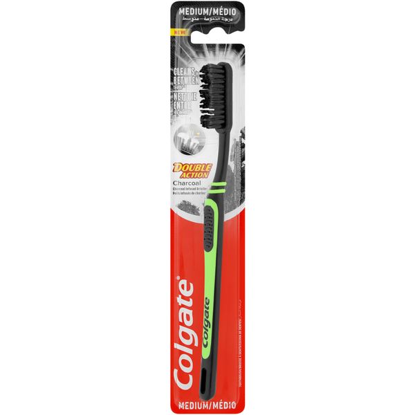 Colgate Double Action Charcoal Medium Toothbrush - 1 Pack