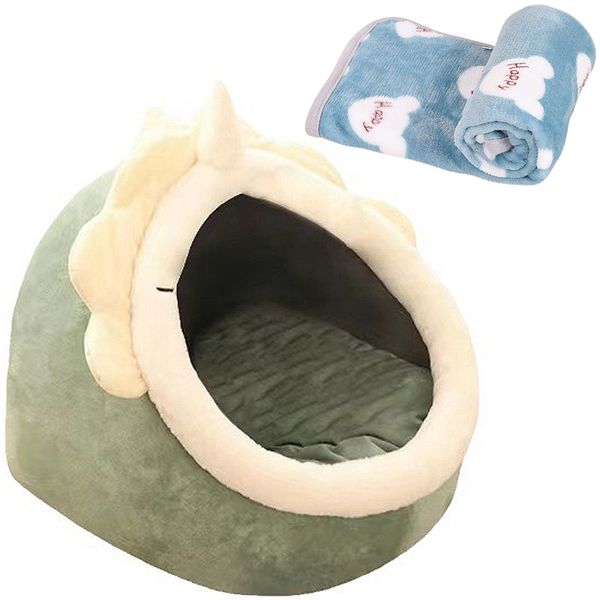 Semi-Enclosed Small Pet Dog And Cat Kennel Pet Mat Bed with blanket