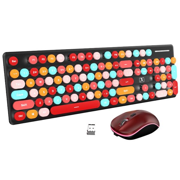 Olive Tree - Wireless Mechanical Feel Keyboard Mouse Chargeable - Fire Red