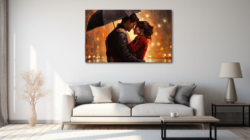 Canvas Wall Art - A KIss in the Rain - HD0175
