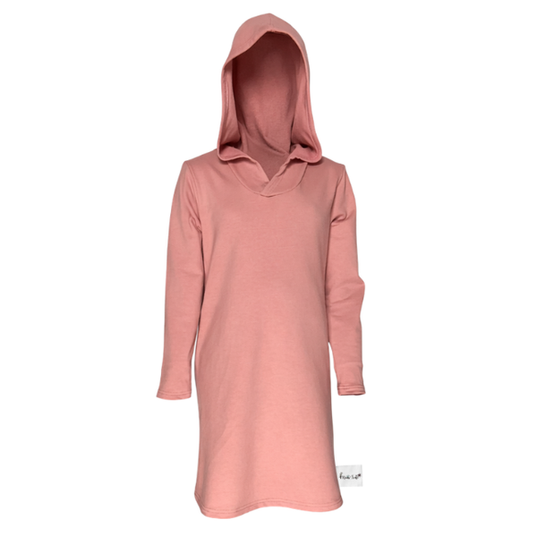 Toddler/Kids - Hooded Dress - Knee Length/Long Sleeve - Dusty Pink