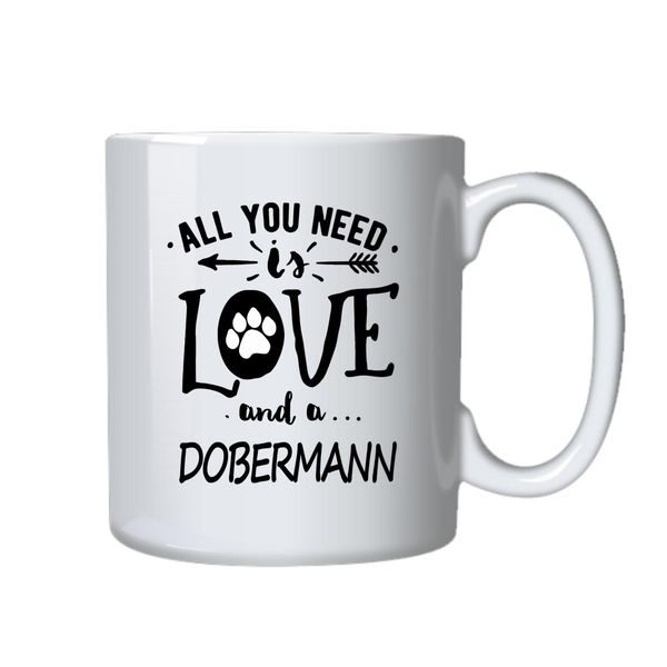 Dobermann And Love Coffee Mug - Best Dobermann Dog Owners Gift Idea