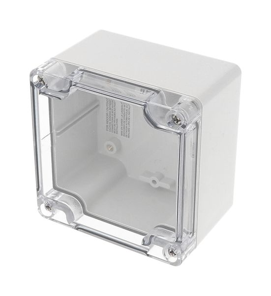 1554E2GYCL Heavy Duty Polycarbonate Enclosure 90x90x60mm Grey Clear Lid