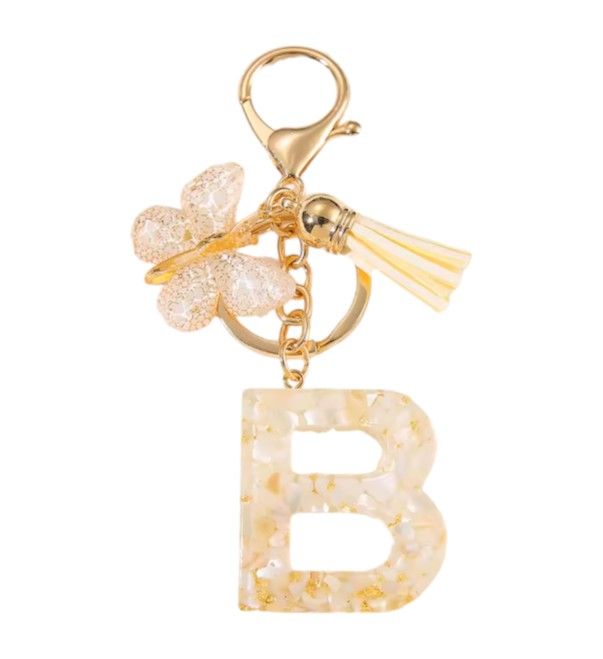 Charming Letter Keychain With Butterfly Tassel