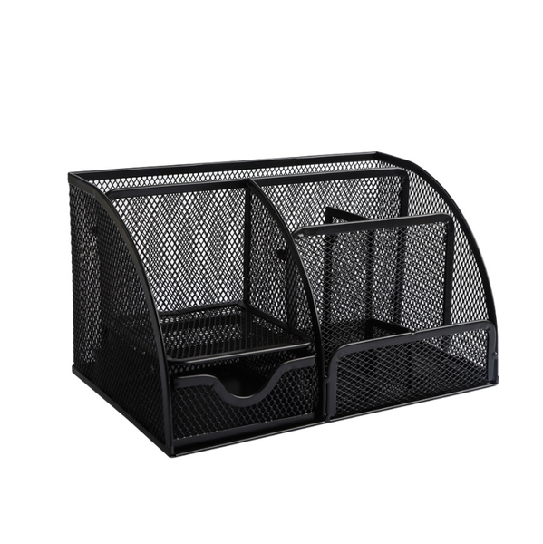 Large Capacity Multifunctional Pen Holder, Iron Storage Basket-Black