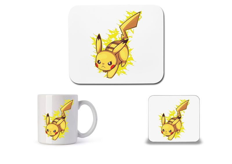 Coffee Mug, Coaster and Mouse Pad Set Pichachu