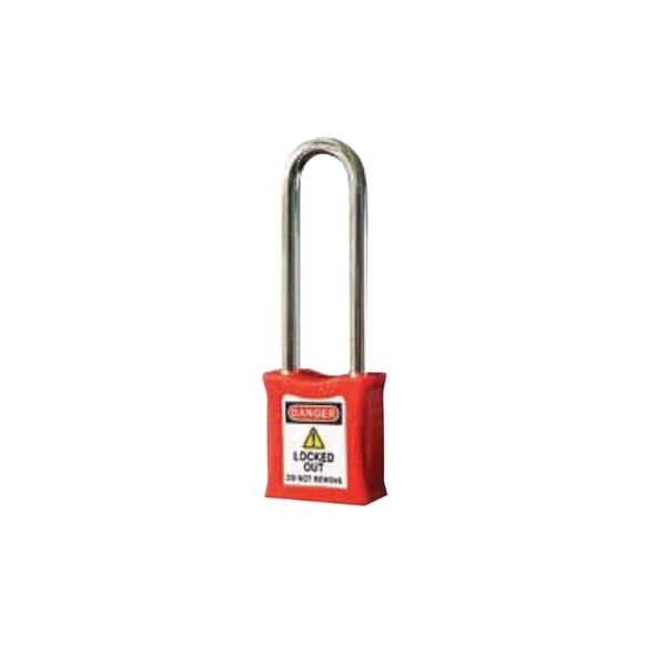 ACDC - Long Steel Shackle Safety Padlock 76mm Red