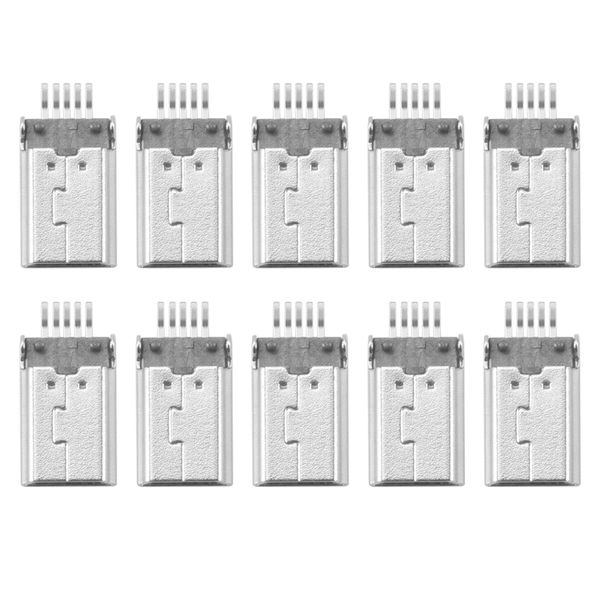10 Pieces Mini Usb Type B Male 180 Degree 5 Pin Smd Smt For Soldering Jack