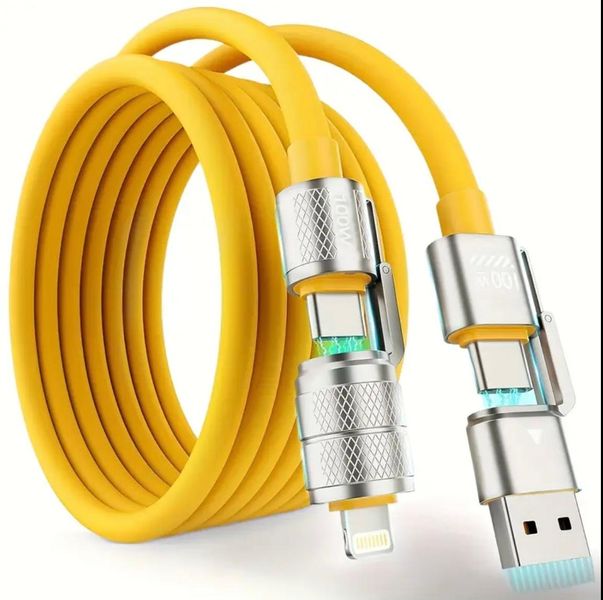 4-in-1 100W Fast Charging &amp; Data Cable-USB-A to USB C-Lighting &amp; Micro USB