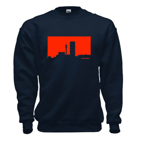 Jozi Streets Skyline Sweater Navy Blue – Neon Red