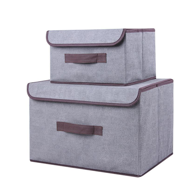 Folding Non-Woven Storage Box with Handles Home Organizer - 2 Pack