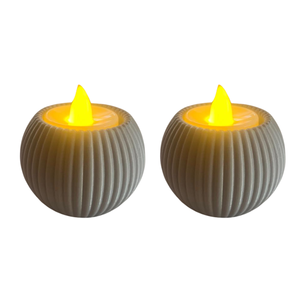 Modern Ribbed LED Tealight Candles - Set of 2
