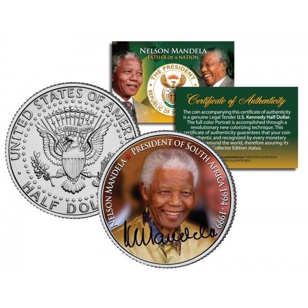 Nelson Mandela President of South Africa JFK Kennedy Half Dollar US Coin