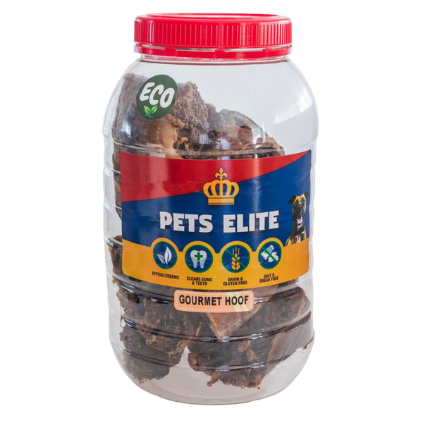 Pets Elite Gourmet Hooves Tub of 10 - Meat-Filled Beef Hoof Chews