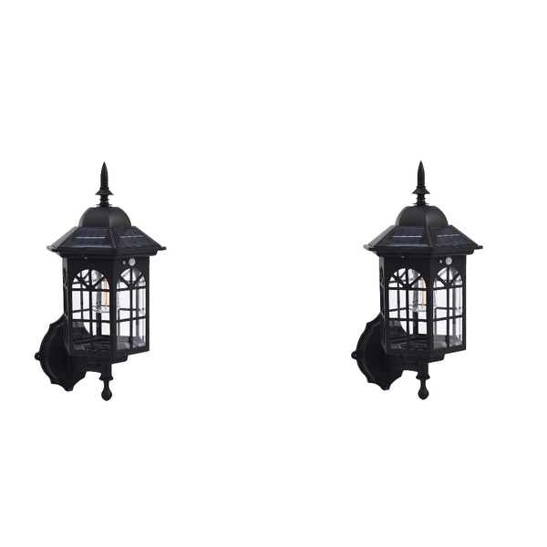 Solar Outdoor Retro Wall Lamp, Waterproof Tungsten Wire Wall Lamp - 2 Pack