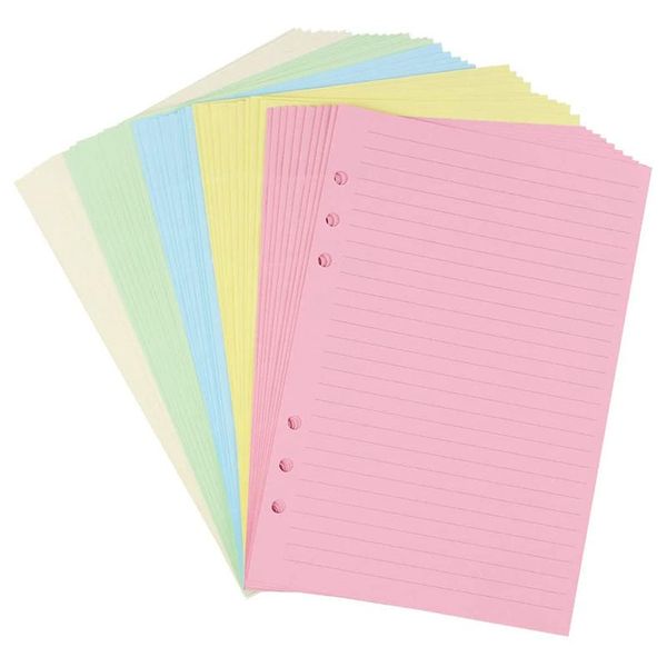 A5 Colorful 6-Hole Refills Inserts for Organizer Binder 50 Sheets