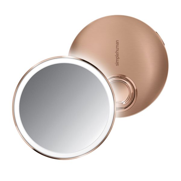 SIMPLE HUMAN - 10Cm Sensor Mirror Compact -3X Magnification- Rose Gold S/S
