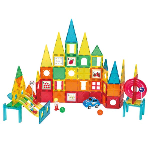 Kebo Magnetic Tiles 200 Piece City Building Blocks for Kids Building Set