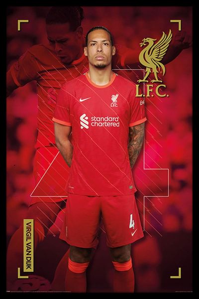 Liverpool FC (Virgil Van Dijk) Poster with Black Frame