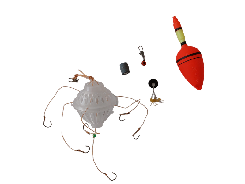 Exploding Fishing Hook Set - Float, Feeder with Hooks and Sinker